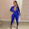 Women Sexy Bodysuit Long Sleeve Fall Wear Sexy Slim Skinny Clubwear Solid Zipper Bodycon Bandage Jumpsuit Overalls High Street