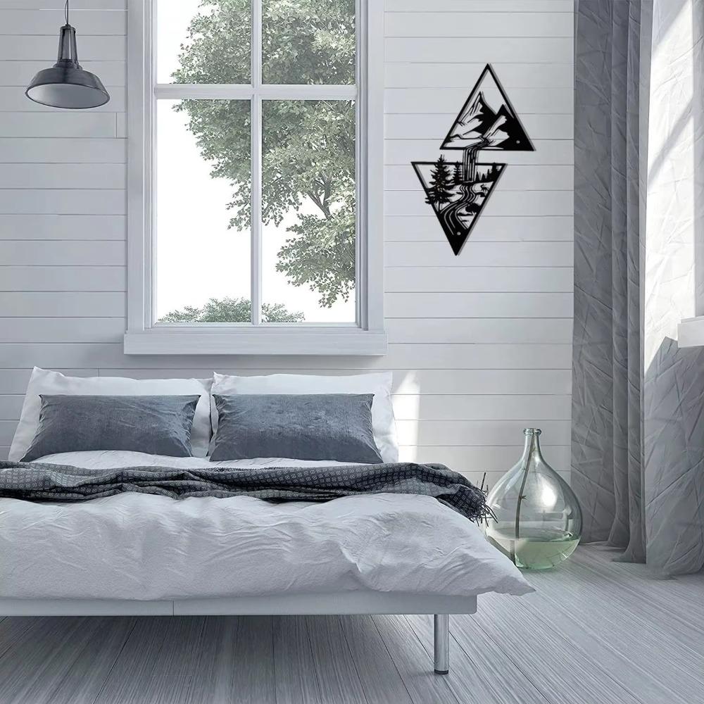 Декор на тему пейзажа Настенные украшения Гора Металлический декор Настенная табличка Металлический подарок Треугольное настенное искусство для гостиной