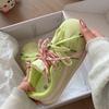 Green Women's Spring New Niche Thick Baseplate Shoes Heightening Bread Shoes Versatile Casual Sports Shoes