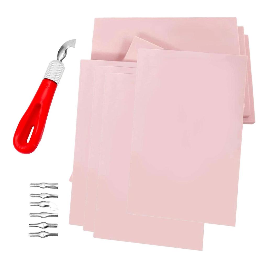 Rubber Carving Block, with Cutter Tools Engraving Block for Professionals Printmaking Craft Projects Stamp Making Scrapbooking