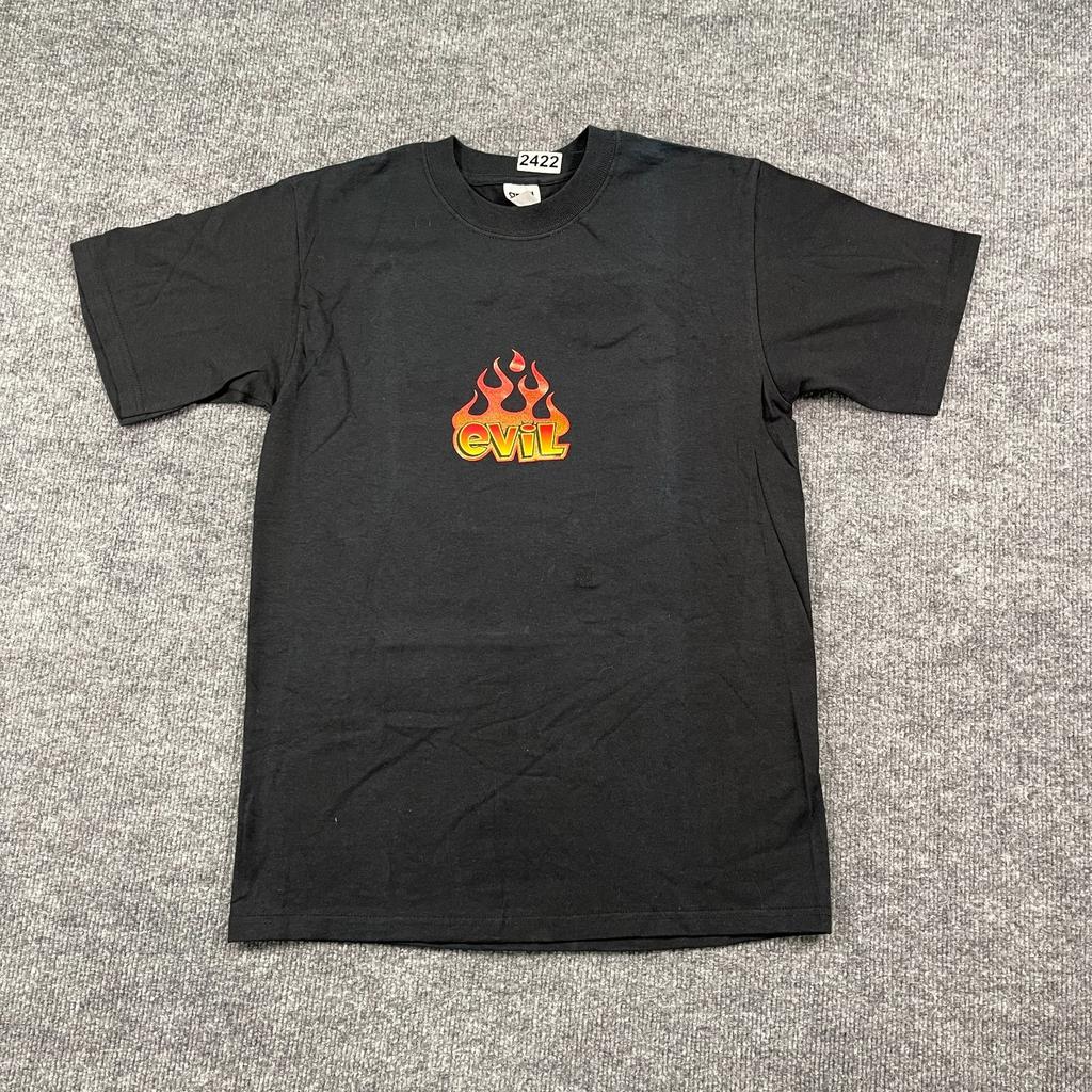 New Vintage 90s EVIL Flame Shirt Small 18x26 Black