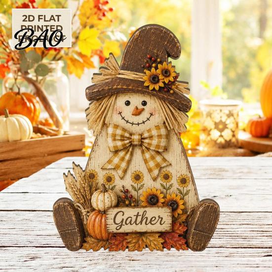 Handmade Carved Wood Figures Wooden Autumn Figurine for Thanksgiving And Halloween Decor, Retro Fall Reading Character Ornaments Creative Craft Gifts