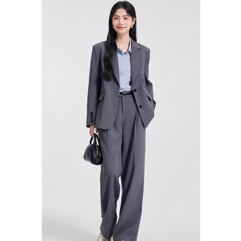 Women Suit Set Classic Two Piece Blazer and Pants Formal Office Wear Spring Autumn Simple Elegant Outfit