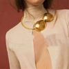 Exaggerated Personality Metal Glossy Pleated Discus Shaped Double Head Collar Chic Cool Style Necklace For Women