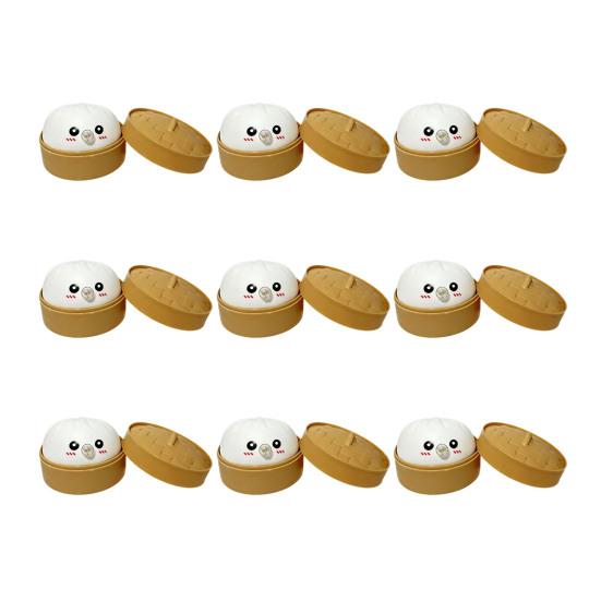 12Pcs Bubble Blowing Steamed Bun Cartoon Dumpling Sensory Toy with Steamer Pinch Fidget Toy Stress Relief