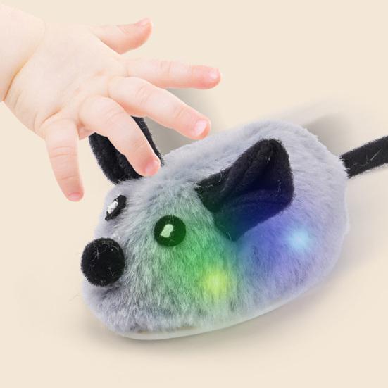 Cat Toy Rechargeable LED Interactive Simulation Mouse Toy Realistic Moving Mouse with Feather