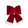 Christmas Bow Decoration Velvet Red Bow Knot Hanging Ornaments Xmas Tree Pendant