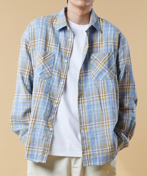 KOLEAT (Unisex) Brushed Overfit Bros Autumn/Winter Check Shirt [Sky_Blue] Kcl.