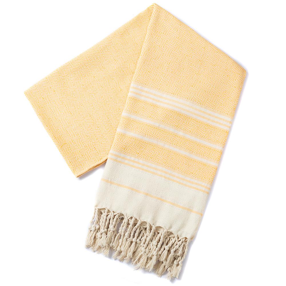 Cotton Turkish beach towel New diamond grid sports and fitness tassel bath towel kitchen towel soft absorbent quick