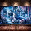 Ice Dragon,Fantasy Landscape Waterfall Flowers DIY 5D Diamond Painting New 2025 Full Mosaic Diamond Embroidery Sale Big Size