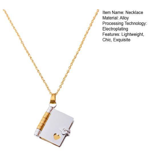 Ожерелье с подвеской в виде книги, женское ожерелье-цепочка для свитера, открывающаяся и закрывающаяся книга, подвеска, ювелирный аксессуар для свиданий, повседневной одежды, банкета