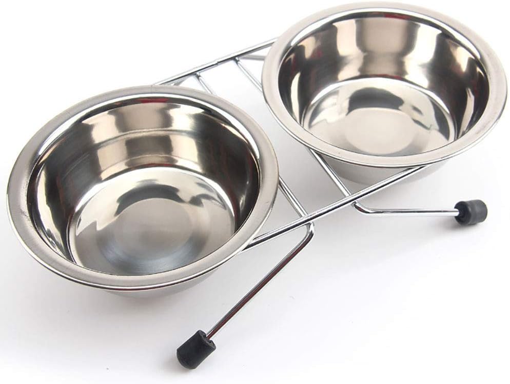 Water Bowl for Dogs and Cats, Stainless Steel Elevated Pet Feeder with Vintage-Style Metal Stand, for Dogs and Cats