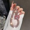Keychain Phone Holder Lanyard with High-Density Rhinestones Wear-Resistant Rope Anti-Lost Wear-resistant Strap Buckle Finger Ring Accessory Rhinestone