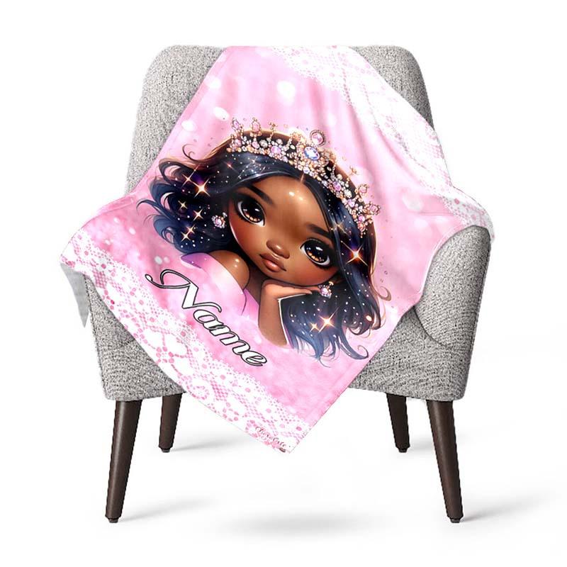 Girl'S Crown Customize Your Name Blanket Used For Chair Office Sofa Bed Camping Soft And Warm Giving Friends And Relatives Birthday Graduation Gift