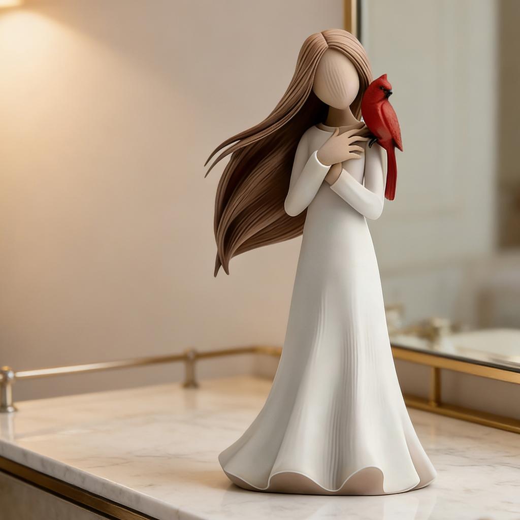 Cardinal Memorial with Red Bird Sculpted Hand-Painted Figurine for Sympathy Remembrance & Comfort