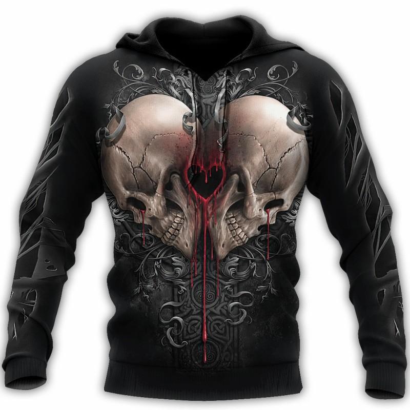 Мужская модная толстовка с 3D принтом и графическим пламенным черепом, толстовки с капюшоном и принтом спереди и длинными рукавами, весенне-осенняя толстовка с капюшоном
