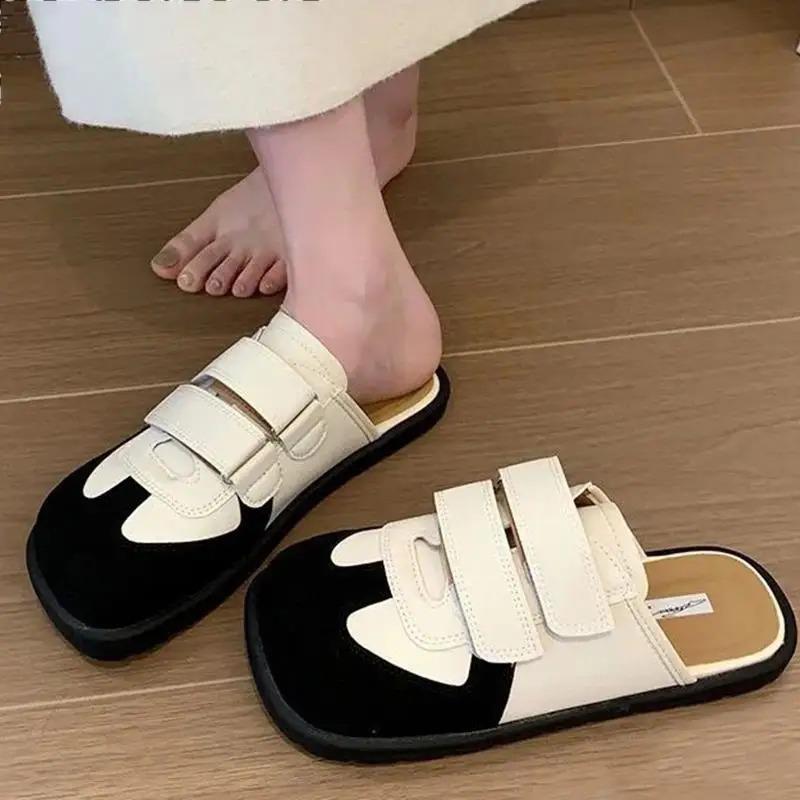 2024 Новые женские тапочки с круглым носком и полусумкой, модные, толстые, нескользящие, повседневные, сращивающиеся, женские туфли Zapatillas plataforma mujer