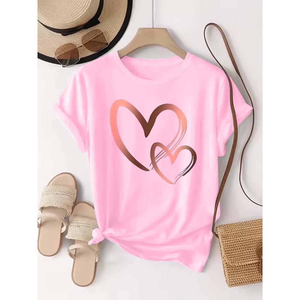 New 2026 Women's Crew Neck Short Sleeve T-Shirt Casual Printed Top