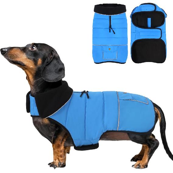 Dog Coat, Small Dog Jacket, Windproof Dogs Puffer Jacket, Fleece Lined Warm Dogs Winter Coat with Harness Hole (Army Green S)