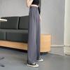 Женские однотонные костюмные брюки, эластичные прямые широкие брюки с высокой талией, свободные офисные брюки с наклонными карманами