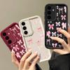 For Samsung S25 Ultra S24 FE S23 Plus A56 A36 A16 A15 A55 A35 A26 A06 Case Pink Bowknot Print Matte TPU Soft Shockproof Lens Protection Phone Cover