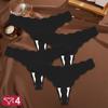 FINETOO 4PCS/Set Women's Panties Ice Silk Satin Seamless Thongs Fashion Seamless Panties Sexy Lingerie Lady Sports Wavy Edge G-Strings