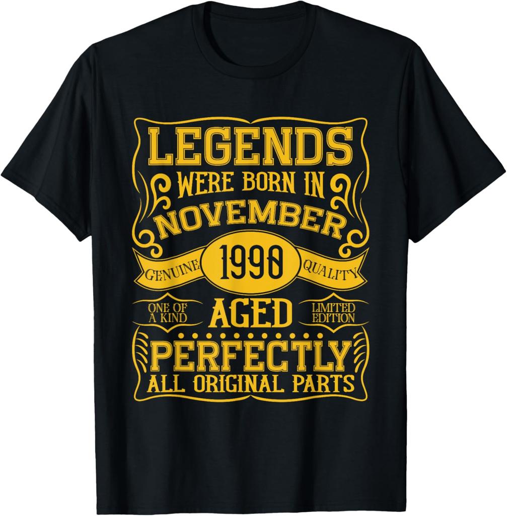 Vintage 35th Birthday Decorations Unisex Funny 1990 35 Birthday Custom Printed Graphic T Shirts Short Sleeve Camiseta Hombre