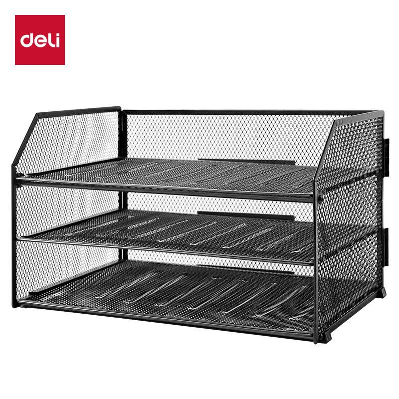 Deli 3-Tier Foldable Metal Desk File Organizer