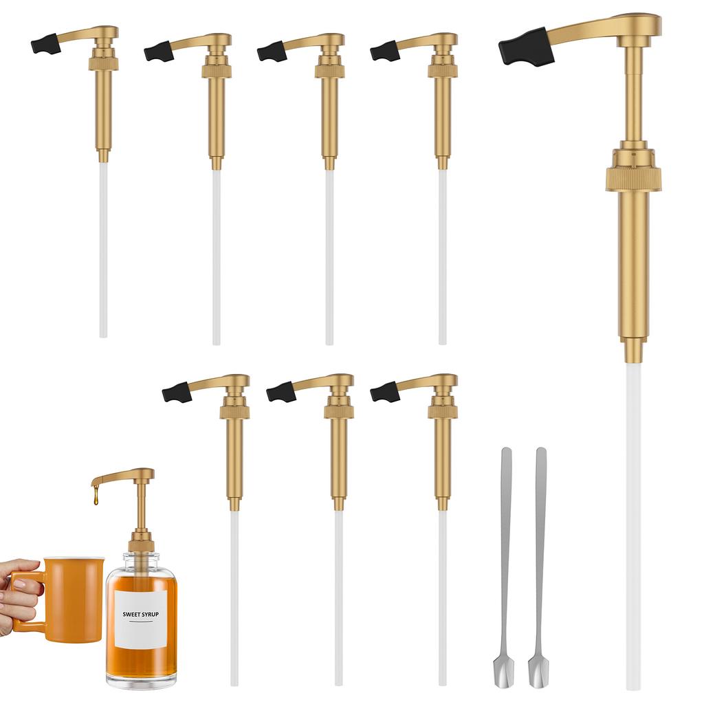 Syrup Pump Dispenser Reusable Coffee Flavoring Pump with Spoon Multi-purpose Syrup Pumps Fits 750ml/25.4oz Bottles for Home Cafe