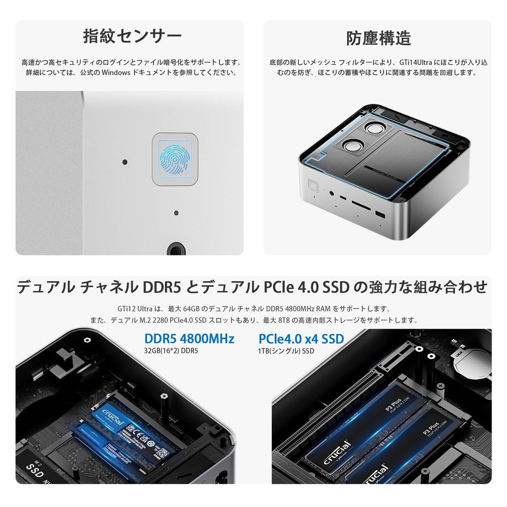 Beelink GTi12 Mini Intel Core i9 12900H до 32 ГБ DDR5 1 ТБ SSD Mini 4K Speaker PC, (14C/20T 5.0ГГц), M.2 PCIe4.0 Компьютер, HDMI/DP/Dual LAN/WiFi