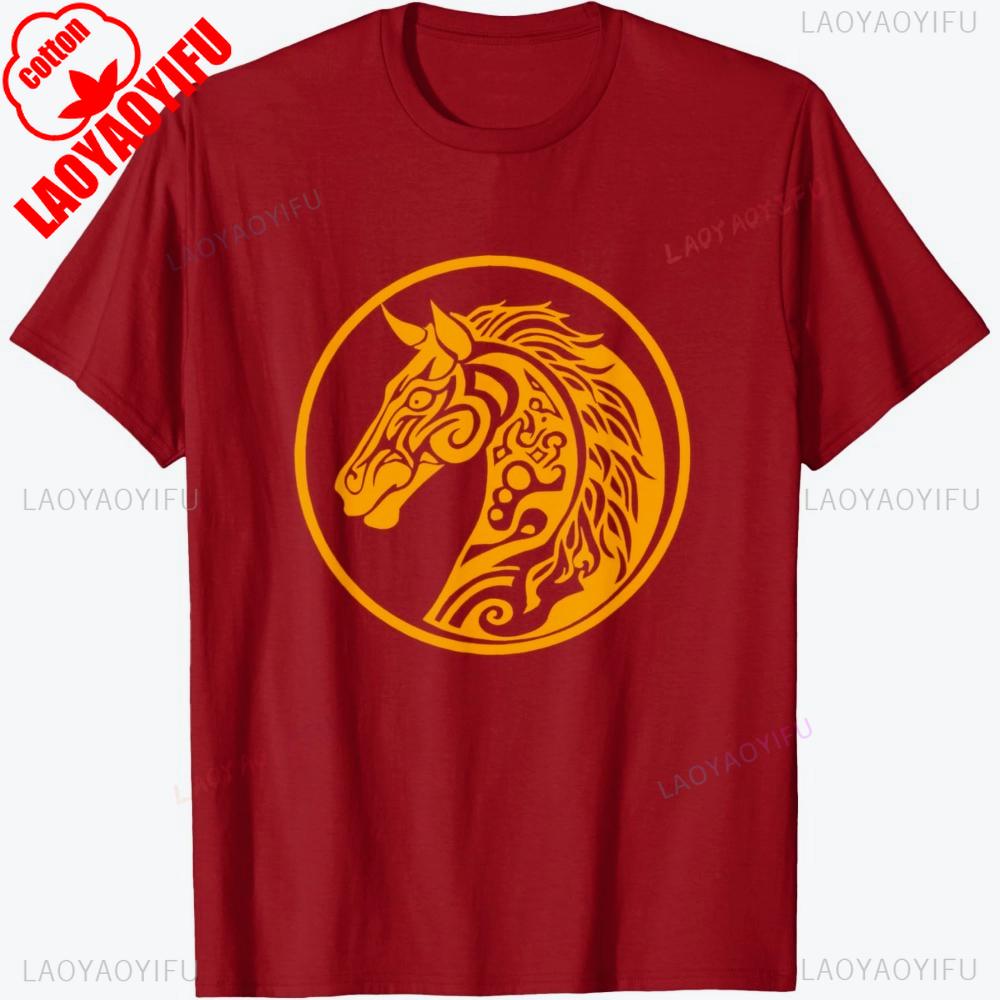 Year of The Horse 2026 Tribal Golden Zodiac Design T-Shirt Chinese Lunar New Year Zodiac Graphic TShirtFashion Holiday Tops
