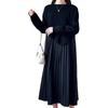 [MARIA MARFA] 2 Piece Set Ladies Knit One Piece Spring Autumn Long Length Casual Large Size Larger Long Sleeve Black 5S-M04-BKL