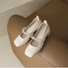 2024 Spring and Autumn Women's High Heels Mary Jane Leather Shoes Fashion Pearl Design Ladies Casual Loafers Party and Work Wear