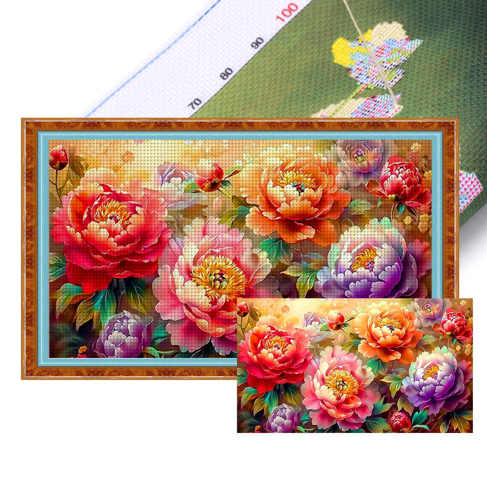 Полный комплект для вышивки крестиком из эко-хлопка 9CT Printed Flower Art