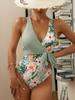 Новый цельный купальник-бикини с перекрестными бретелями, сексуальный, с принтом, для пляжного отдыха