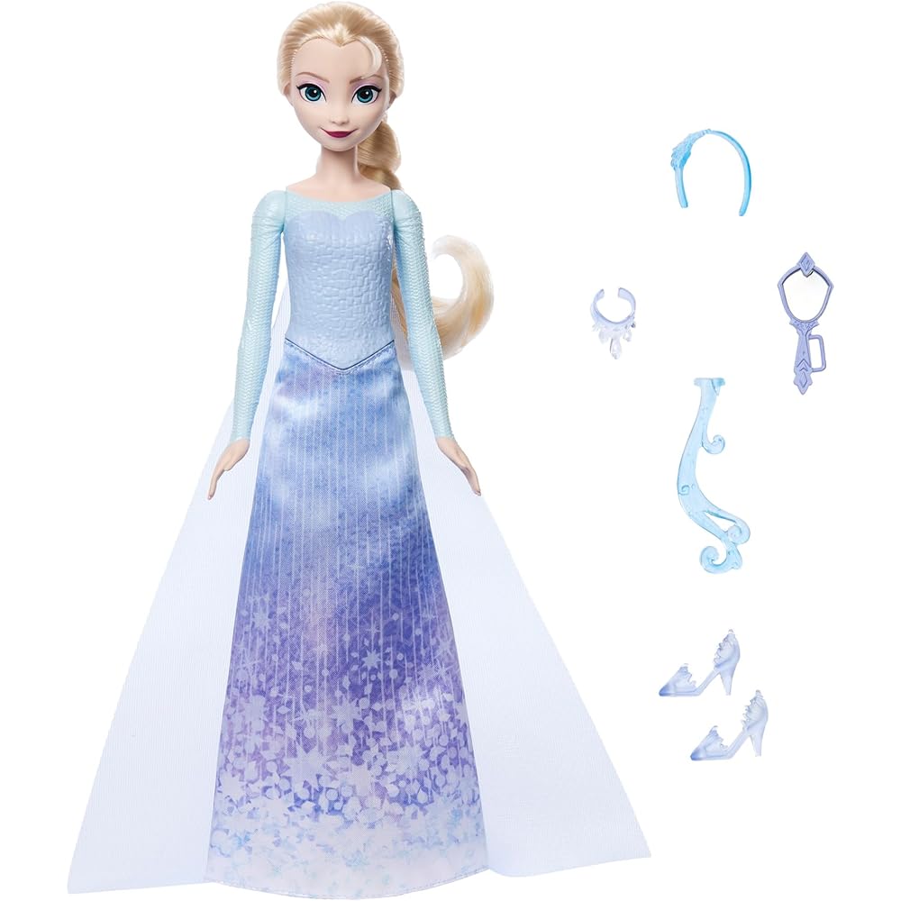 Игровой набор Mattel Disney Холодное Сердце Эльза Кукла для переодевания с аксессуарами для детей от 3 лет Синий