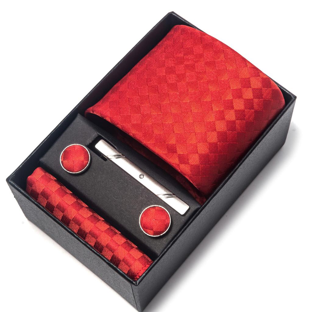 Галстук мужской деловой подарочный набор из шести предметов в полоску сетчатый цвет ручной работы 8 см с подарочной упаковкой