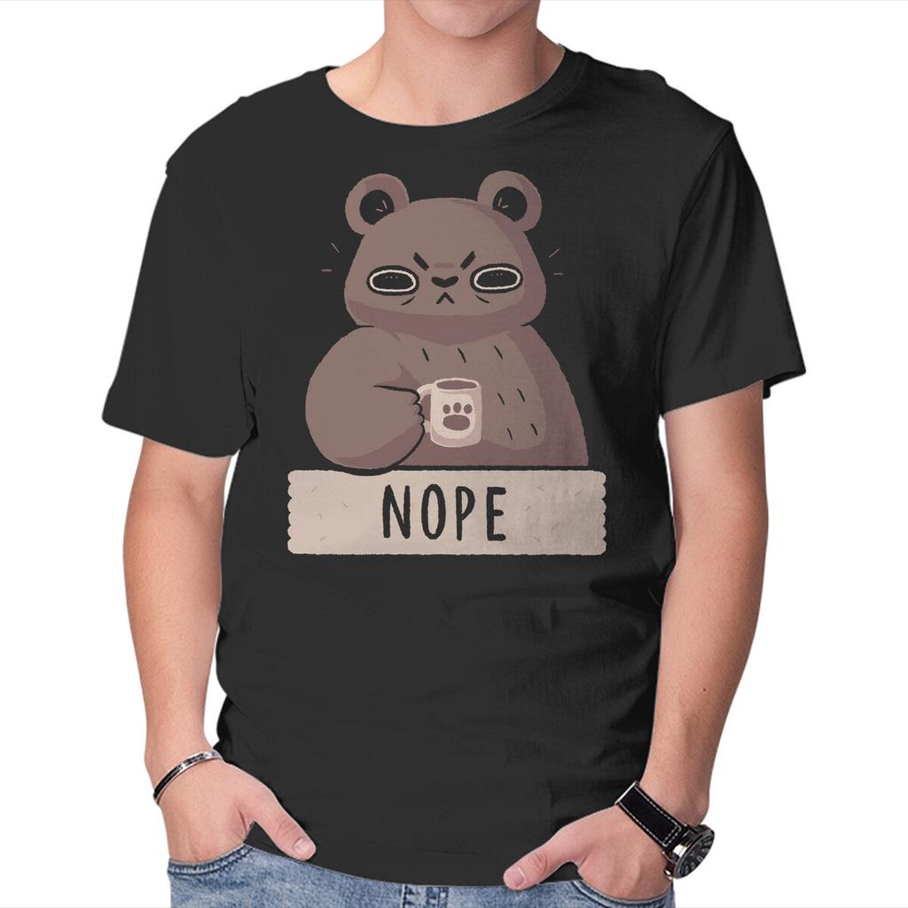 Unisex Crew Neck T-Shirt Nope Bear Graphic Short Sleeve Casual Tee