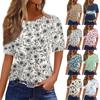 Women's Fashionable Casual Short Sleeve Print Round Neck Pullover Top