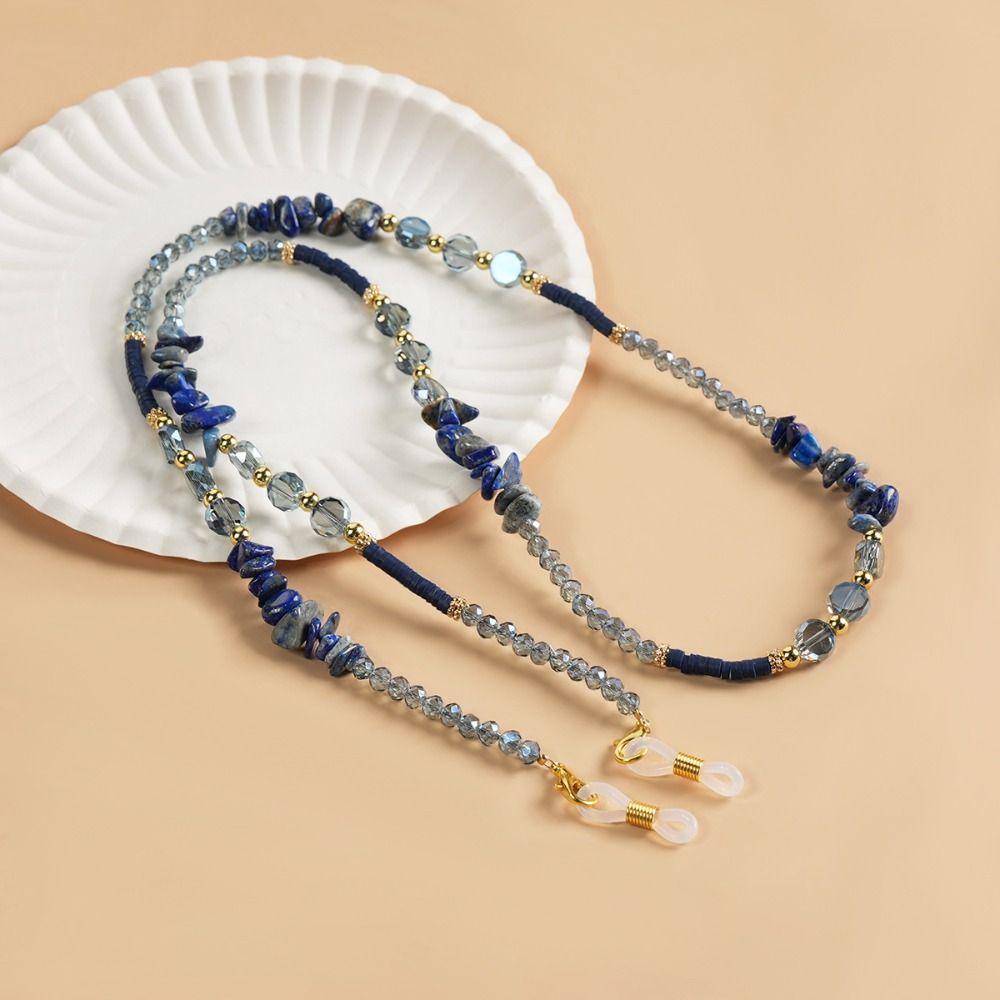 Crystal Eyeglass Holder Necklace Colorful Eyeglass Lanyard Beads Glasses Chain Reading Glasses