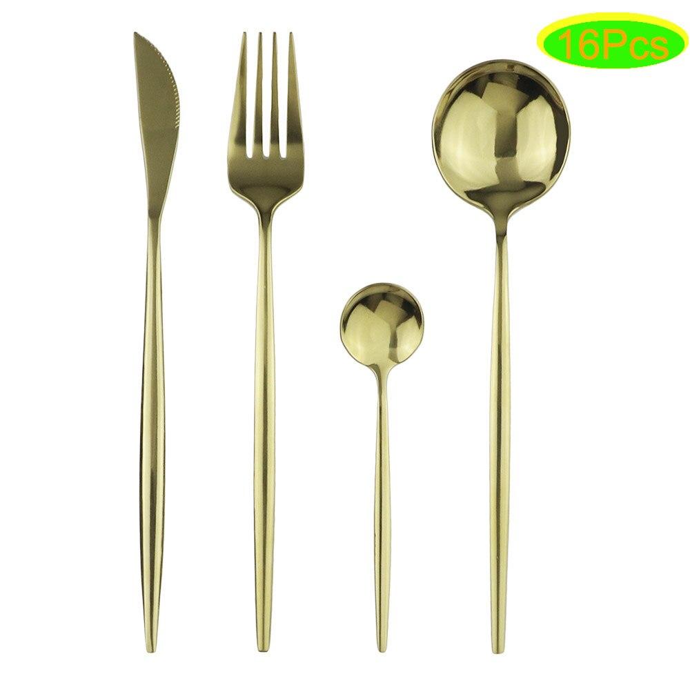 16 шт. черный набор столовых приборов 18/0 набор столовой посуды из нержавеющей стали кухонный золотой набор посуды нож вилка ложка столовые приборы
