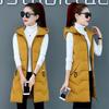 Women Autumn Winter Midi Hooded Sleeveless Vest Coat Outwear Overcoat Oversized Puffer Jacket Cotton Padded Parkas Waistcoat 7 Colour