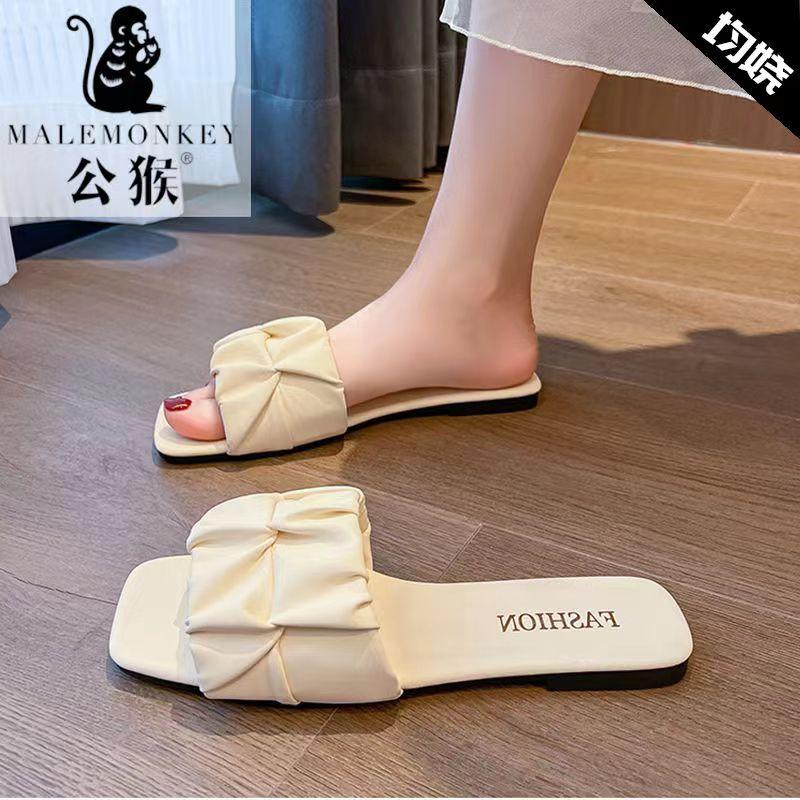 Лидер продаж Женская обувь 2024 Лето Высокое качество Однотонный Открытый носок Повседневный Низкий каблук Домашние Удобные Женские Тапочки
