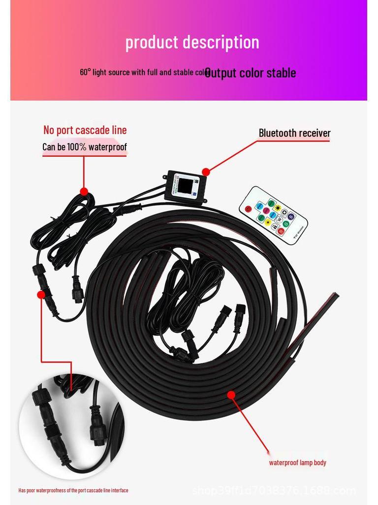 Colorful Sound-Control LED Car Chassis Lights with App & Music Rhythm