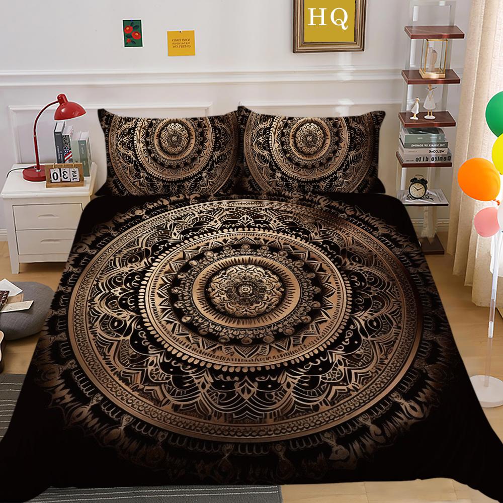 Роскошный домашний комплект постельного белья с принтом мандалы 3D, комплекты одеял, чехлов, женские наволочки из полиэстера размера Queen