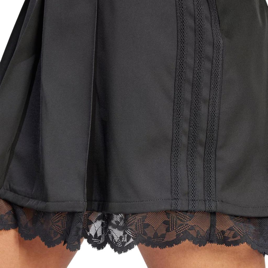 Adidas Originals Pure Color Lace Trim Sporty Casual Mini Skirt Women Bottoms Black IZ5002