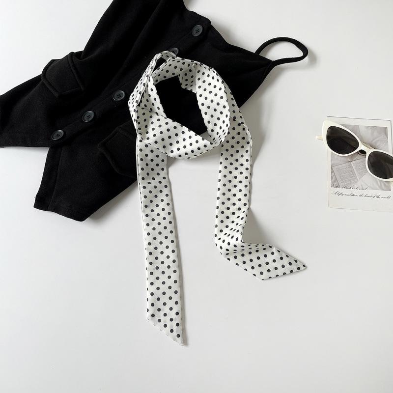 Fashion Polka Dot Silk Scarf Long Silk Scarf Women'S Tide American Long Strip Thin Streamer Decorative Scarf Belt Tie Headband Women