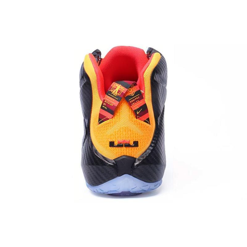 Nike Мужские баскетбольные кроссовки Lebron 12 со средней высотой голенища, черно-желтые кроссовки 707781-830