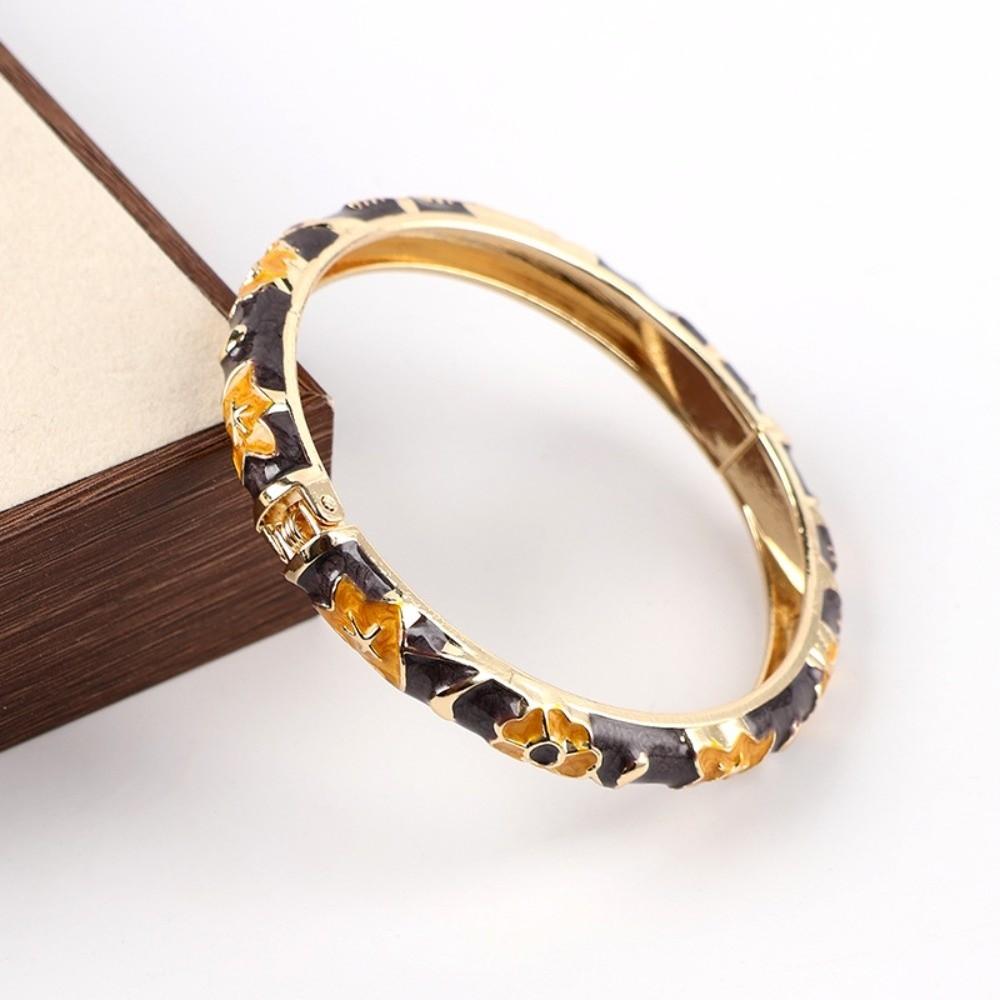 Enamel Vintage Cloisonne Bangle Traditional Women's Hand Bracelet Flower Bangle Ladies