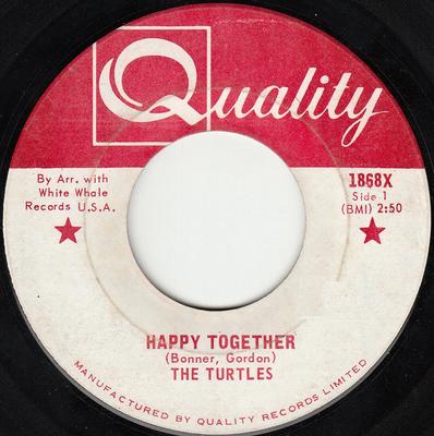 7-дюймовая пластинка TURTLES - Happy Together 1868X Качество 1967 Канада Рок Б/у